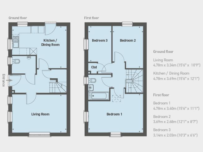 Floor plan, 3 bedroom house - artist's impression subject to change